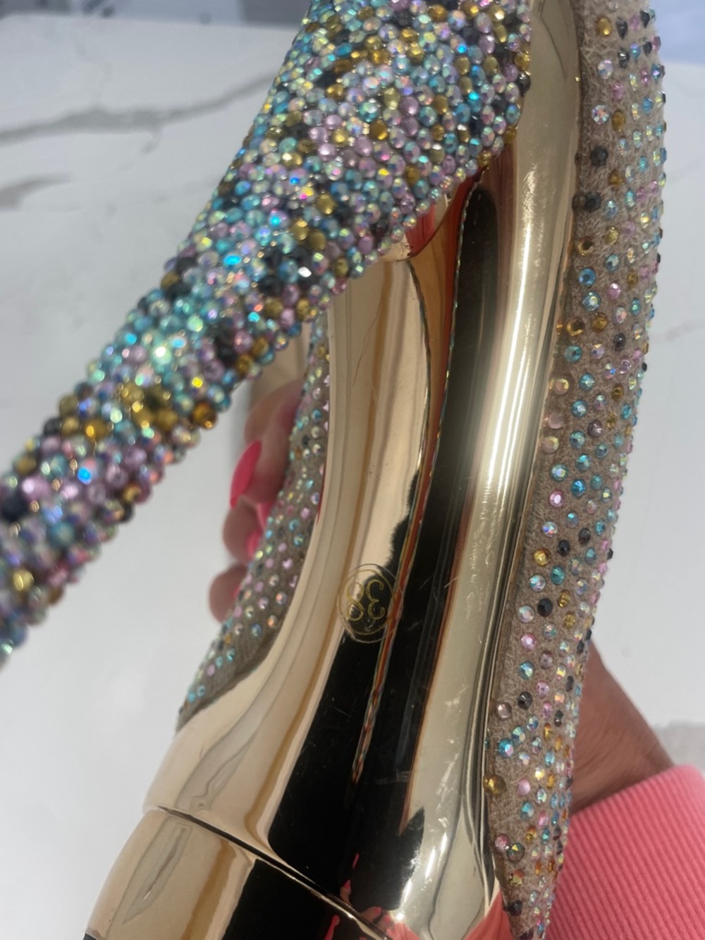 Gianmarco Lorenzi Women's Glitter heels Multicolor stones sparkly - Picture 16 of 16